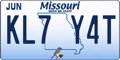 MO license plate KL7Y4T