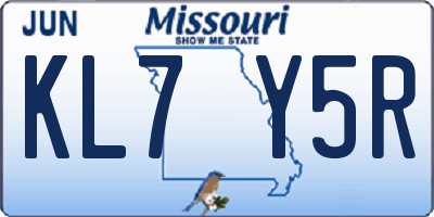 MO license plate KL7Y5R