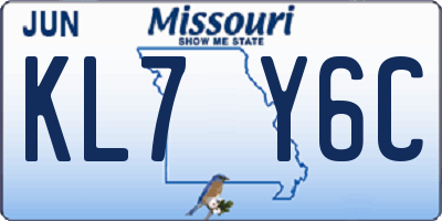 MO license plate KL7Y6C