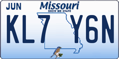 MO license plate KL7Y6N
