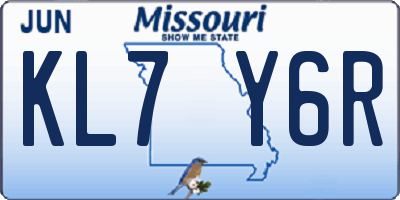MO license plate KL7Y6R