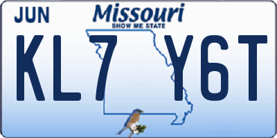 MO license plate KL7Y6T