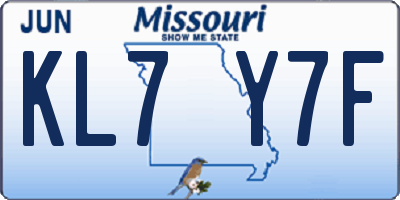 MO license plate KL7Y7F