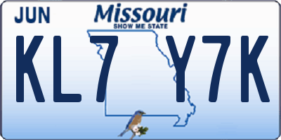 MO license plate KL7Y7K
