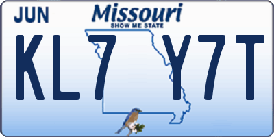 MO license plate KL7Y7T