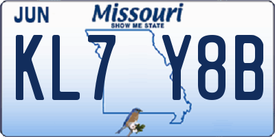 MO license plate KL7Y8B