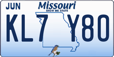 MO license plate KL7Y8O