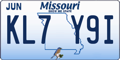 MO license plate KL7Y9I