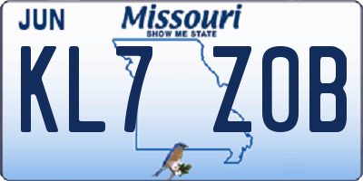 MO license plate KL7Z0B