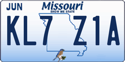 MO license plate KL7Z1A