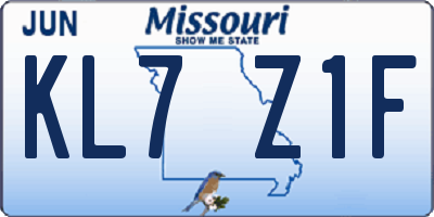MO license plate KL7Z1F