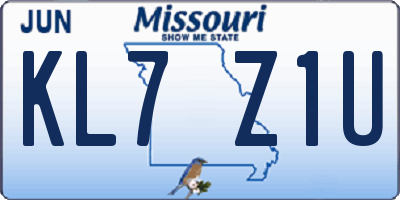 MO license plate KL7Z1U