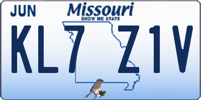MO license plate KL7Z1V