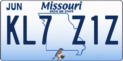 MO license plate KL7Z1Z