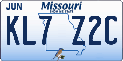 MO license plate KL7Z2C