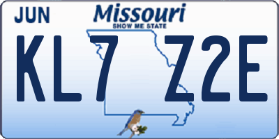 MO license plate KL7Z2E