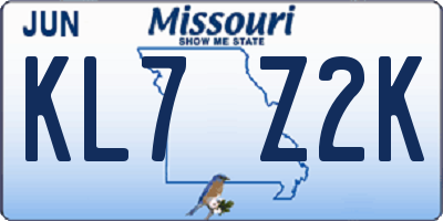 MO license plate KL7Z2K