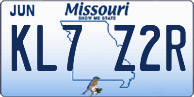 MO license plate KL7Z2R
