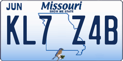 MO license plate KL7Z4B