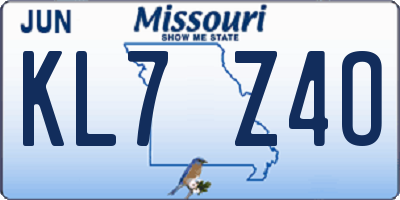 MO license plate KL7Z4O