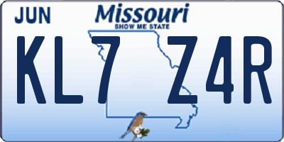 MO license plate KL7Z4R