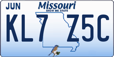 MO license plate KL7Z5C