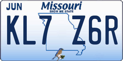 MO license plate KL7Z6R