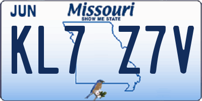 MO license plate KL7Z7V