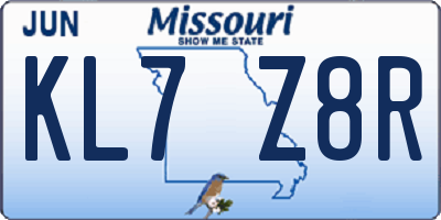 MO license plate KL7Z8R