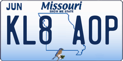 MO license plate KL8A0P