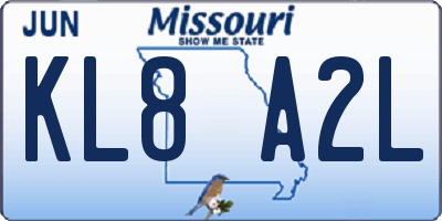 MO license plate KL8A2L