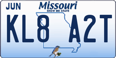 MO license plate KL8A2T