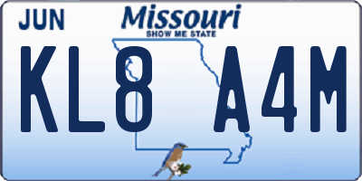 MO license plate KL8A4M