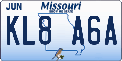 MO license plate KL8A6A