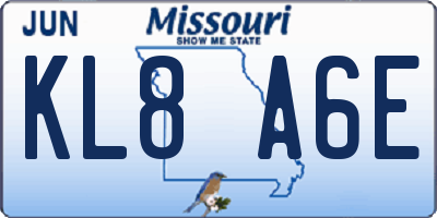 MO license plate KL8A6E