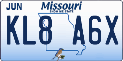 MO license plate KL8A6X