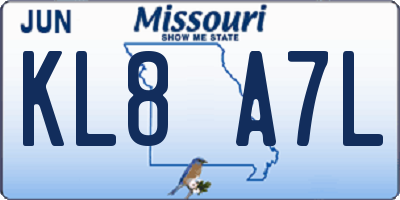 MO license plate KL8A7L