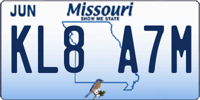 MO license plate KL8A7M