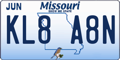 MO license plate KL8A8N