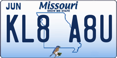MO license plate KL8A8U