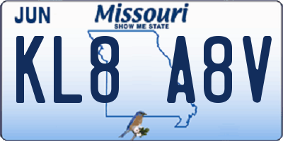 MO license plate KL8A8V