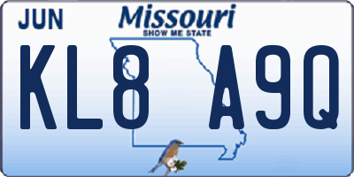 MO license plate KL8A9Q