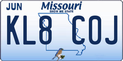 MO license plate KL8C0J
