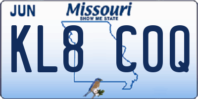 MO license plate KL8C0Q