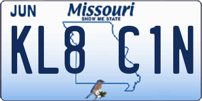 MO license plate KL8C1N