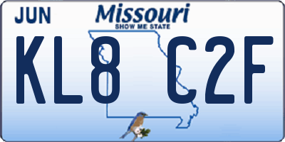 MO license plate KL8C2F
