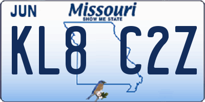 MO license plate KL8C2Z