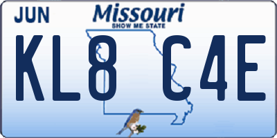 MO license plate KL8C4E