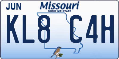 MO license plate KL8C4H