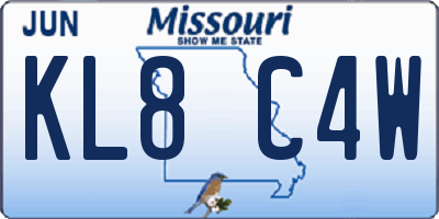 MO license plate KL8C4W
